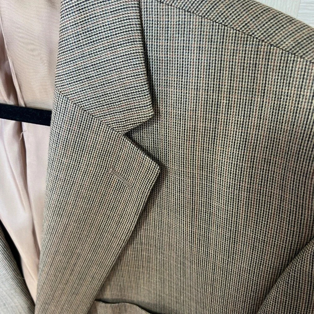 Chaps Classic Silk & Wool Blazer Sport Coat Brown Two Button Classic Fit 46 Long